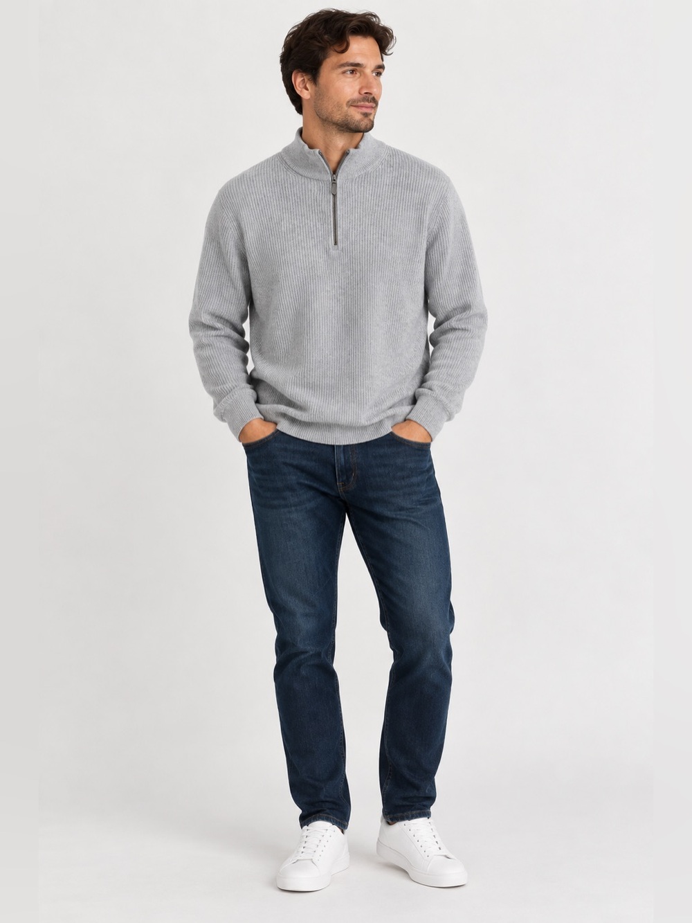 Vineyard Vines by Shep & Ian Men’s 100% Cashmere Gray Quarter Zip Sweater Size L